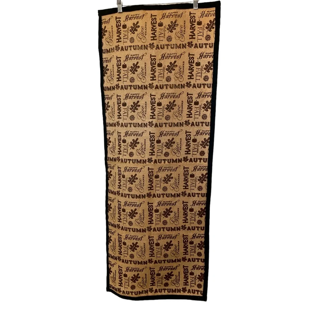 Fall Table Runner Autumn Happy Harvest Welcome Fall Give Thanks Burlap Linens